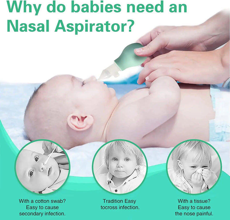 Aspirador Nasal Macio para Bebê, Antirrefluxo, Limpador Nasal a Vácuo para Recém-Nascidos,