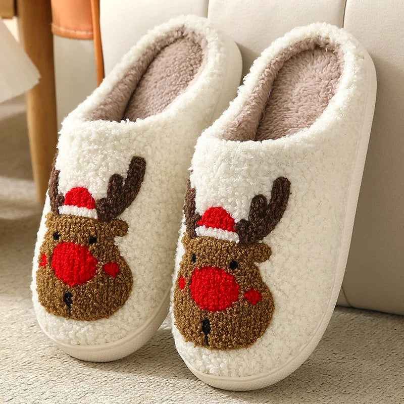 Pantufas de natal Fofas de Biscoito de Gengibre, Chinelos Quentes de Inverno.