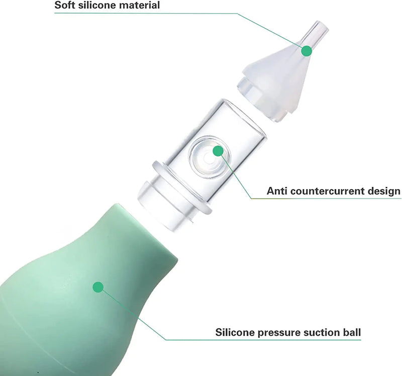 Aspirador Nasal Macio para Bebê, Antirrefluxo, Limpador Nasal a Vácuo para Recém-Nascidos,