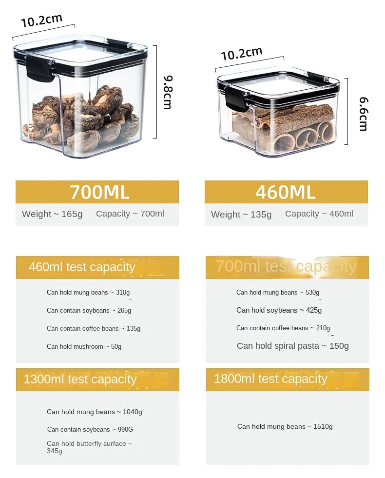 Conjunto de Potes Herméticos para Armazenamento de Grãos e Temperos