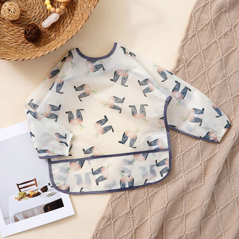 Babador de manga comprida Elinfant (1 unidade), impermeável, lavável, tipo macacão.