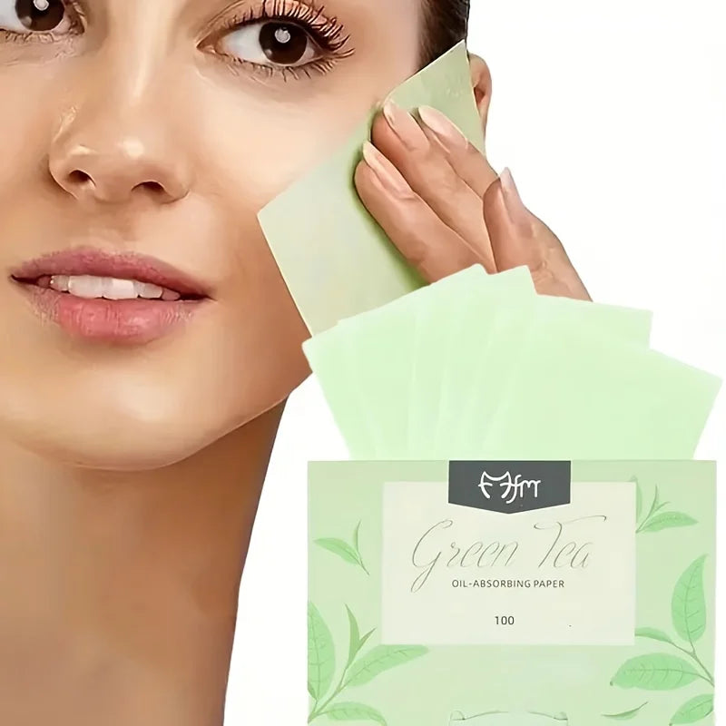 100 unidades de lenços absorventes de oleosidade facial - Chá Verde Natural